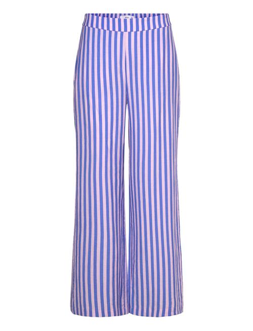 Stripe-Print Straight Trousers Mango Blue