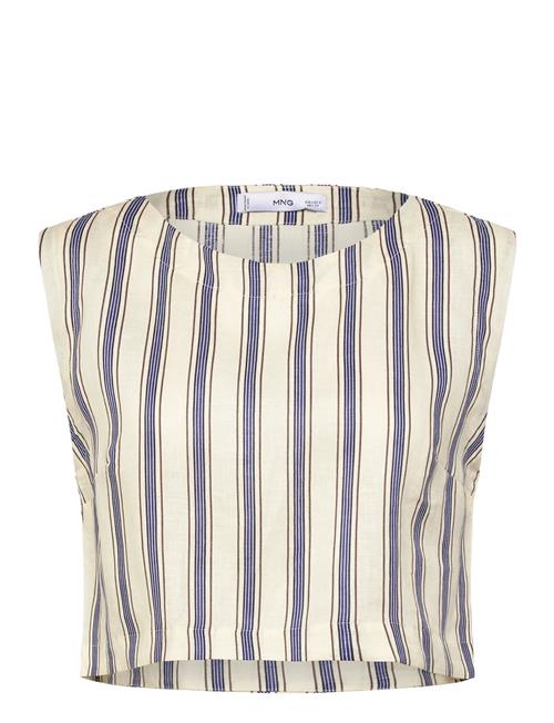 Se Striped Linen Top Mango Cream ved Booztlet
