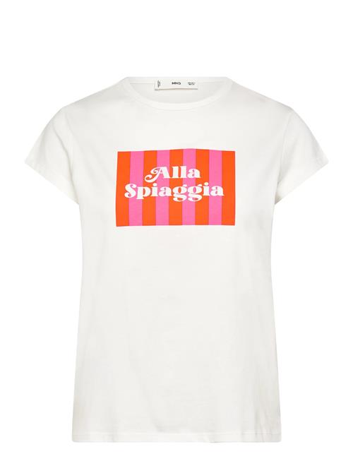 Printed Cotton-Blend T-Shirt Mango White