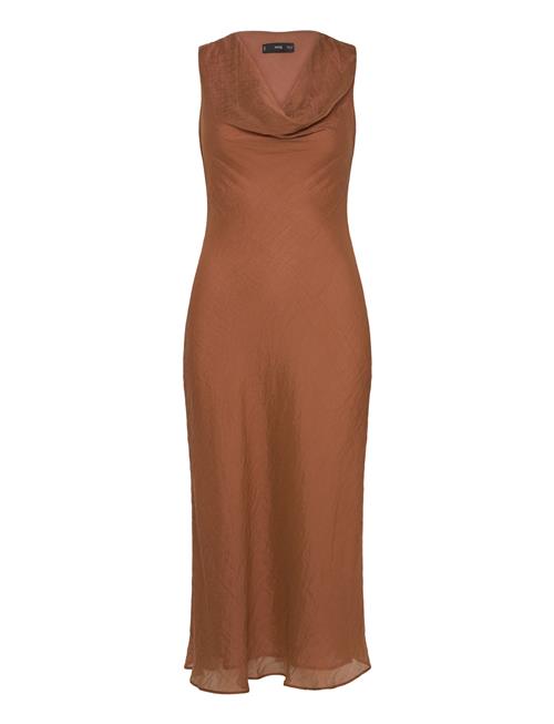 Draped-Neck Lyocell Dress Mango Brown