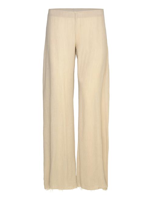 Crinkled Low-Rise Wide-Leg Trousers Weekday Beige
