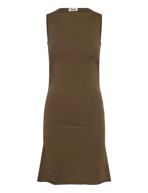 Gathered Jersey Mini Dress Monki Brown