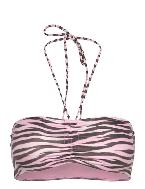 Drawstring Bandeau Halter Bikini Top Monki Pink
