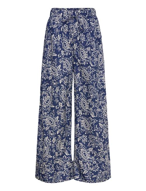 Printed Cotton Trousers Mango Navy