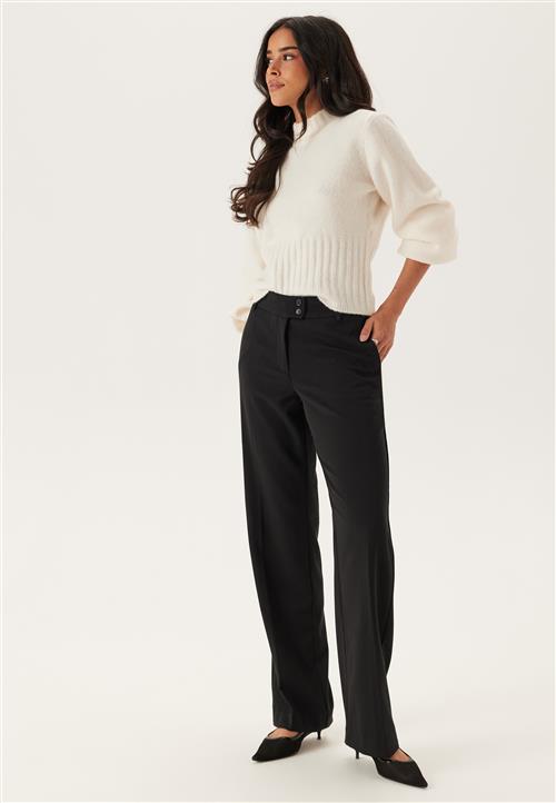 BUBBLEROOM Mid Waist Straight Back Pocket Trousers