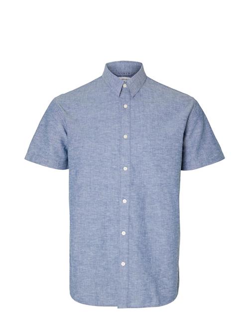 Slhreg-New Linen Shirt Ss Noos Selected Blue