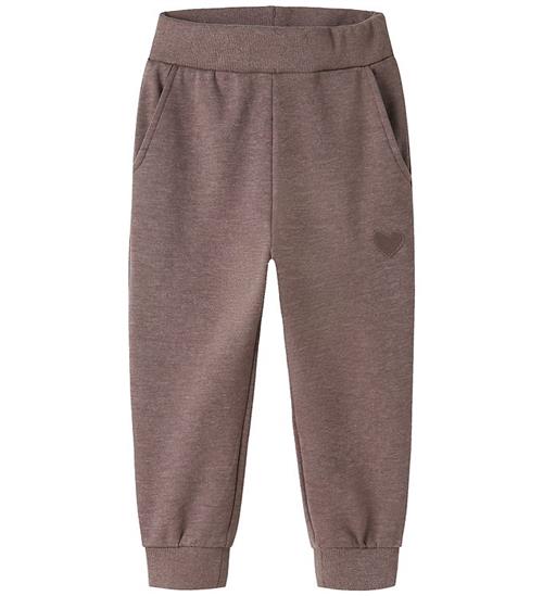 Name It Sweatpants - Nmfvima - Peppercorn/Heart Embroidery