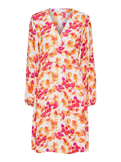SELECTED Kjole 'Fiola'  orange / pink / hvid