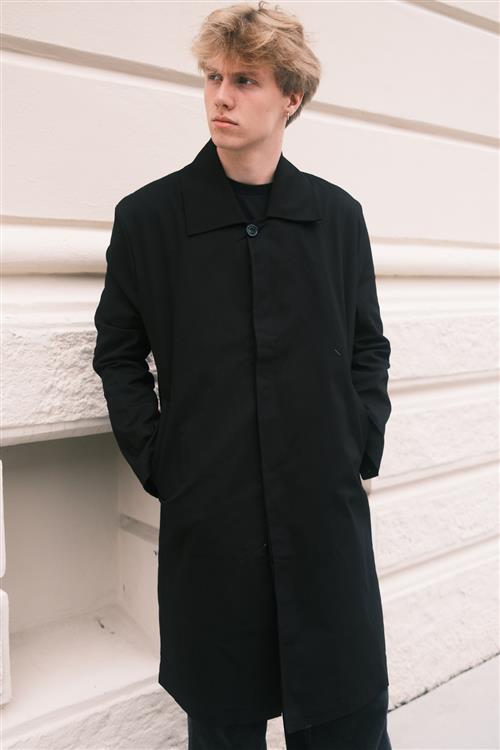 Trenchcoat - Sort - XL - TeeShoppen