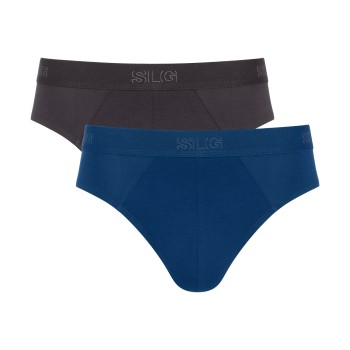 Sloggi 2P SLG Base Midi Briefs Sort/Blå bomuld Large Herre