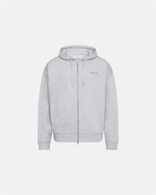 Sweatshirt m. hoodie og zip "rick" | 100 bomuld | Lys grå