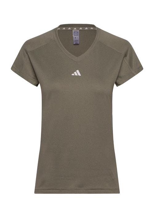 Aeroready Train Essentials Minimal Branding V-Neck T-Shirt Adidas Performance Khaki