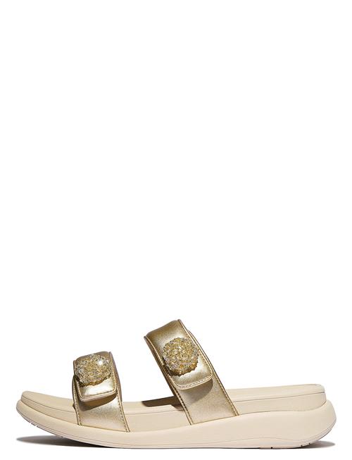 F-Mode Go Beadie-Button Adj. Flatform 2-Bar Slides FitFlop Cream