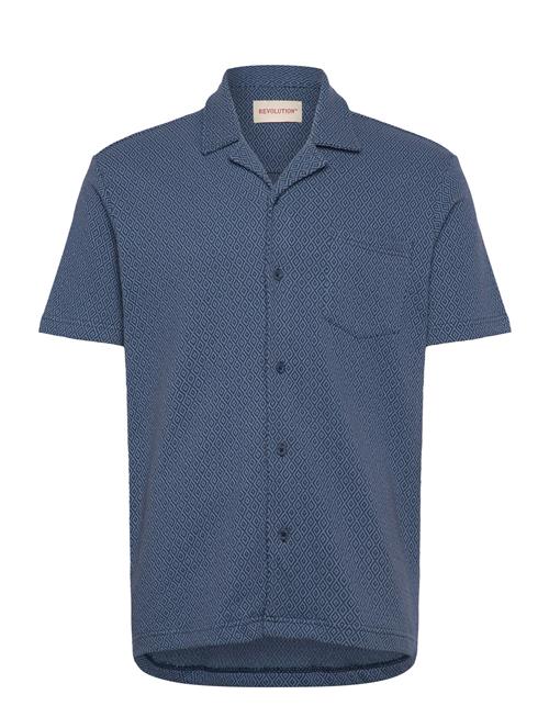 Jaquard Short-Sleeved Cuban Shirt Revolution Blue