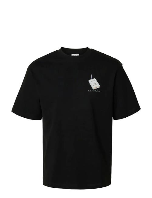 Slhrelaxkai Print Ss O-Neck Tee Selected Black