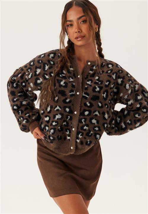 BUBBLEROOM Fluffy Knitted Pearl Cardigan