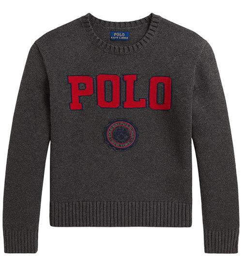 Polo Ralph Lauren Bluse - Strik - Gråmeleret m. Rød