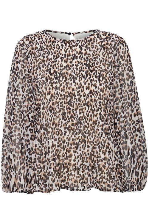 ICHI Bluse  creme / brun / rustbrun