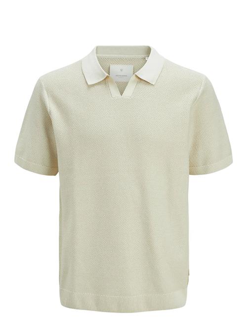 Jack & Jones Jprcceaston Knit Split Neck Ss Sn Jack & J S Cream