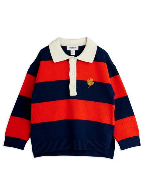 Mini Rodini GOTS Clover Emb Strikket Rugby-sweater  Red 116/122 cm  Rød  116/122 cm  mand