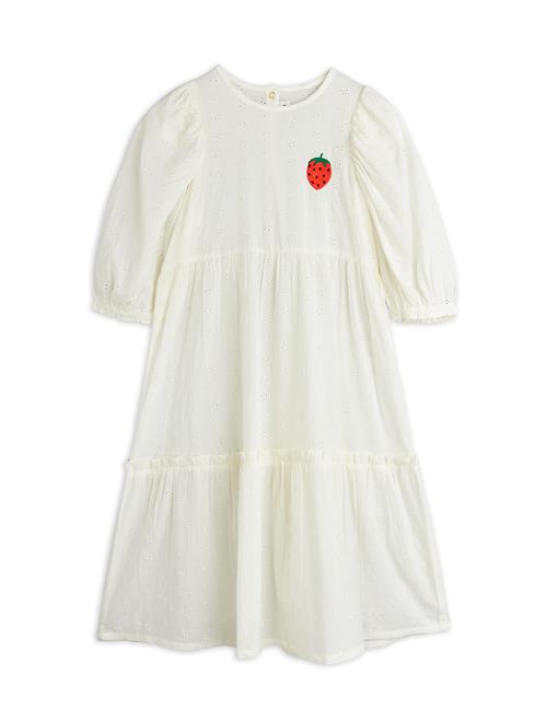Mini Rodini GOTS Strawberry Kjole Med Pufærmer White  White 116/122 cm  Hvid  92/98 cm  kvinde