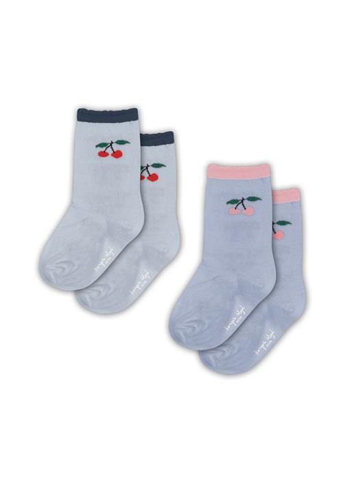 Konges Sløjd Konges Sløjd 2-pak Jaquard Frill-strømper Blue Fog Purple Impression  2 Pack Jaquard Frill Socks Blue Fog Purple Impression 29-32 EU  Blå