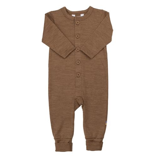Joha Uld Onesie Med 2-i-1-fod Warm Brown  Warm brown-60 cm Wool Brun  60 cm  Unisex