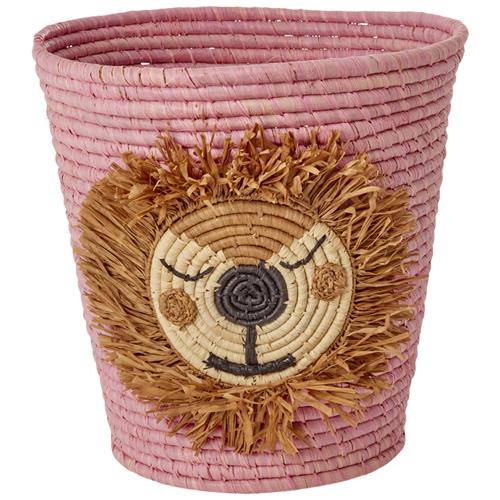 RICE A/S Rund Raffiakurv Med Løvehoved Pink One Size  Lyserød  One Size  Unisex