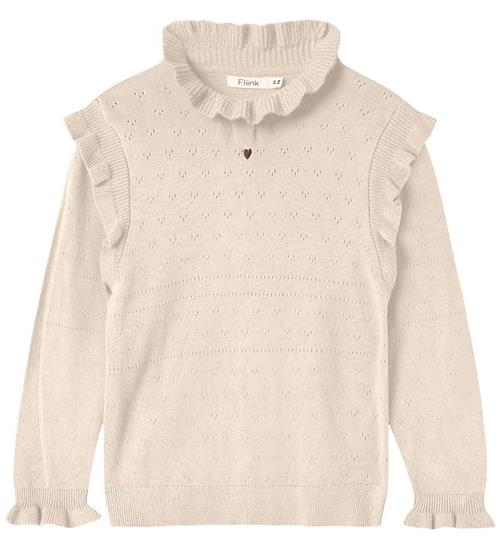 Fliink Bluse - Strik - Fame - Sandshell m. Hulmønster