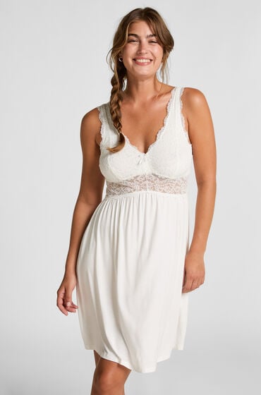 Hunkemöller Nova Natkjole Jersey hvid