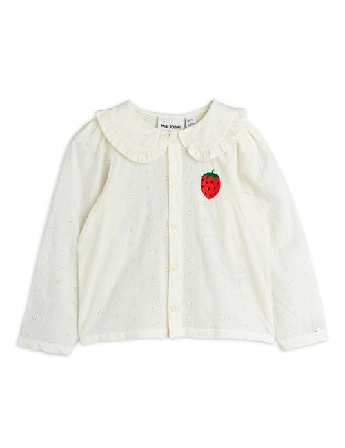 Mini Rodini GOTS Strawberry Emb-bluse  White 128/134 cm  Hvid  128/134 cm  kvinde