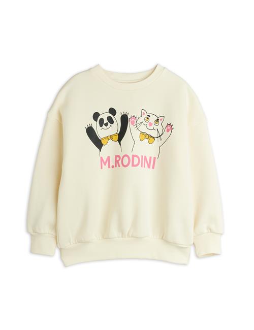 Mini Rodini GOTS Panda & Cat Sweatshirt  Offwhite 128/134 cm  Hvid  128/134 cm  Unisex