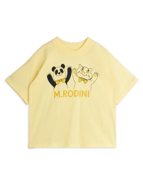 Mini Rodini GOTS Panda & Cat Tee Yellow  Yellow 92/98 cm  Gul  92/98 cm  Unisex