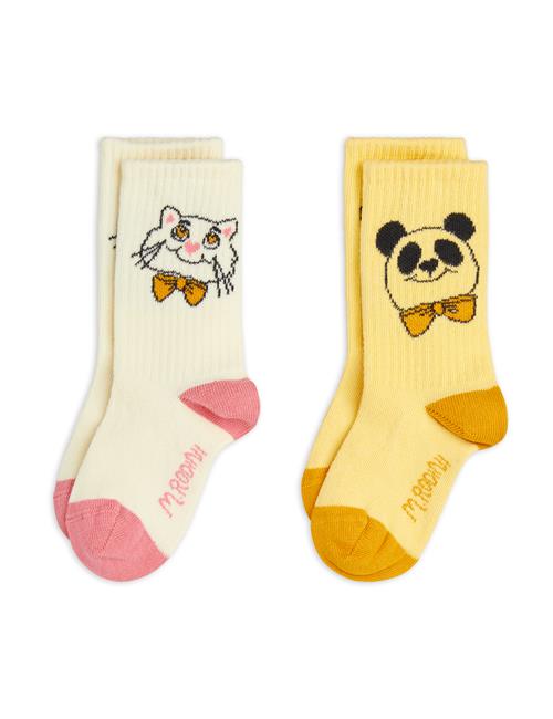 Mini Rodini Cat & Panda 2-pak Sokker  Multi 36-39 EU  Hvid  36-39 EU  Unisex