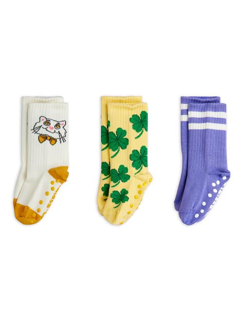 Mini Rodini Cat 3-pak Skridsikre Sokker  Multi 24-27 EU  Hvid  24-27 EU  Unisex