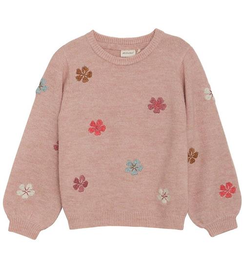 Minymo Bluse - Strik - Misty Rose m. Blomster