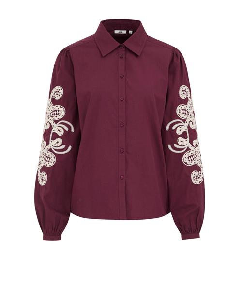 WE Fashion Bluse  burgunder / hvid