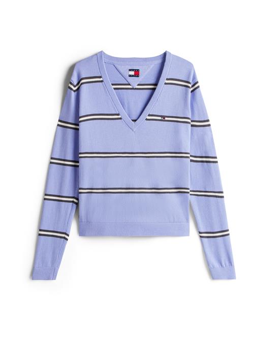 Se Tommy Jeans Pullover 'ESSENTIAL'  violetblå / sort / hvid ved About You