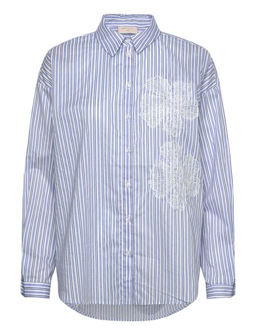 Shirt From Freequent In A Soft Material With Stripes. The Shirt Has A Classic Cu FREE/QUENT Blue