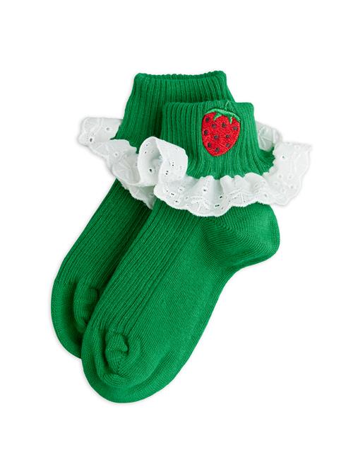 Se Mini Rodini Strawberry Emb Sokker Green  Green 20-23 EU  Grøn  20-23 EU  kvinde ved Babyshop