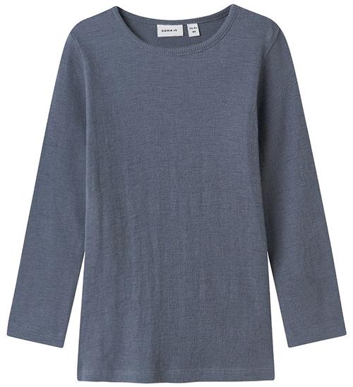 Name It Bluse - Uld/Silke - Rib - NmmWossa - Folkstone Gray