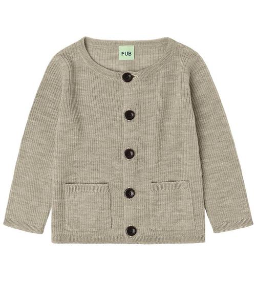 FUB Cardigan - Rib - Strik - Uld - Oat Melange