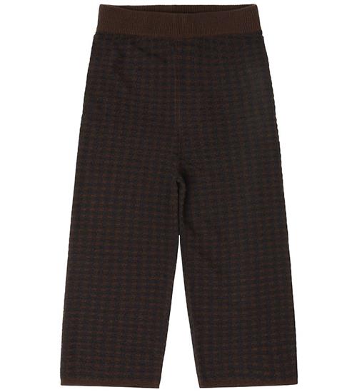 FUB Bukser - Strik - Uld - Checked - Mocca/Dark Navy