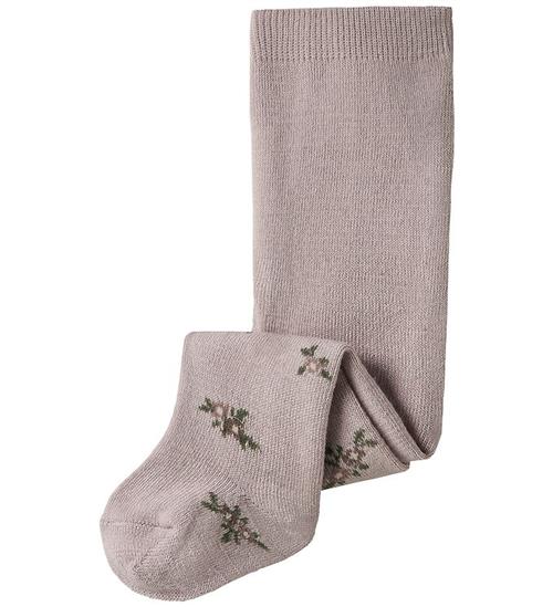 Name It Strømpebukser - Uld - NbfWak - Shadow Gray/Small flowers