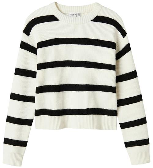 Name It Bluse - Strik - NkfVnilla - Cloud Dancer/W. BLACK STRIPE