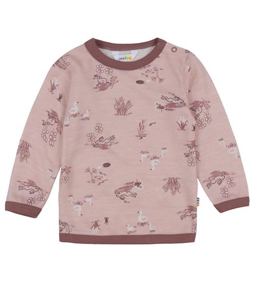 Joha Bluse - Uld/Bambus - Lyserød m. Print