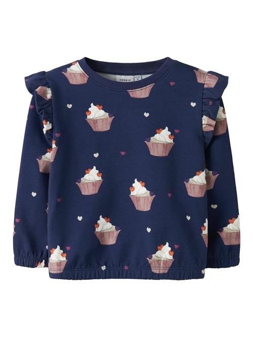 NAME IT Sweatshirt 'NMFNAYA'  natblå / kastaniebrun / hummer / offwhite