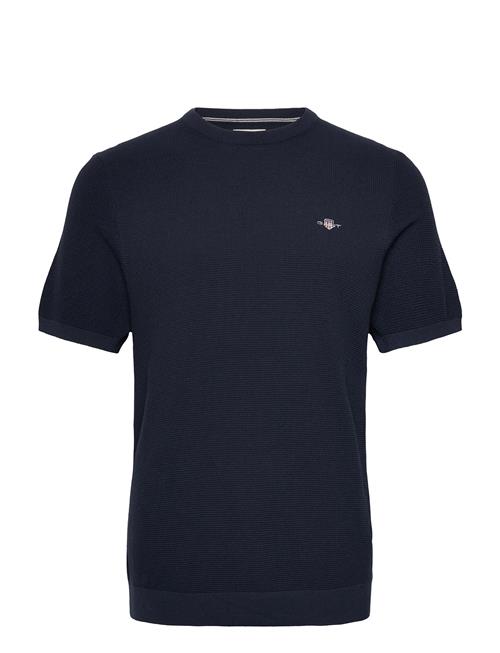 Micro Textured Cotton Ss C-Neck GANT Navy