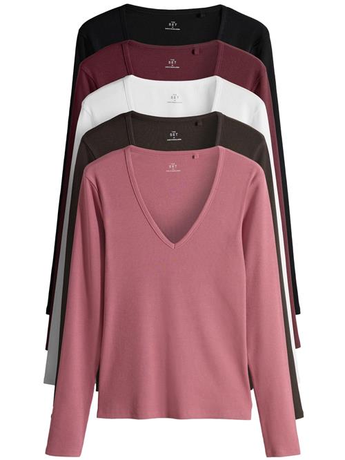 The Set Shirts  mørkebrun / lyserød / bordeaux / sort / hvid