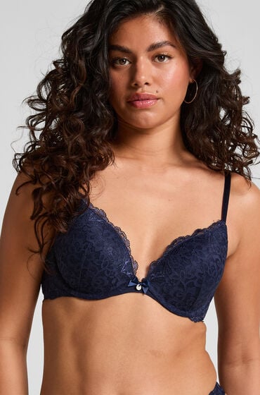 Se Hunkemöller Formstøbt pushup-bøjle-bh Marine blå ved Hunkemøller